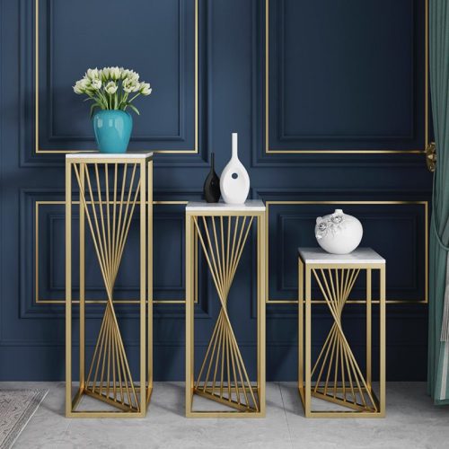 Nordic Luxury Plant Stand Wrought Iron Golden Marble Plant Shelves Simple Living Room Plant Stands Indoor 1 984454