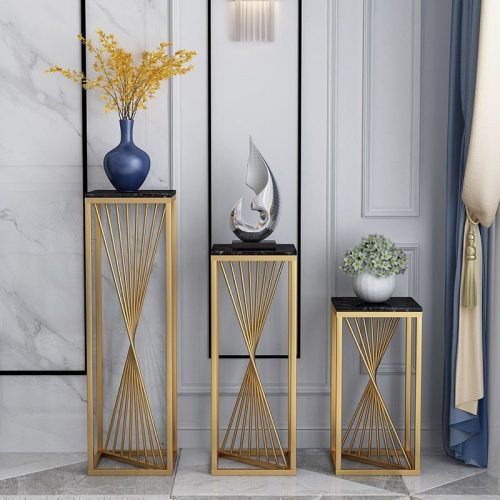 Golden Wrought Nordic Luxury Plant Stand with Marble Shelves image | luxury furniture | marble furniture | home decor