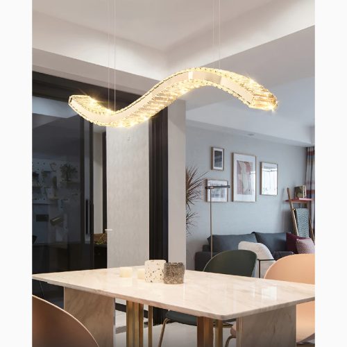 Opfikon Gold Silver Stainless Steel Crystal Light Fixture