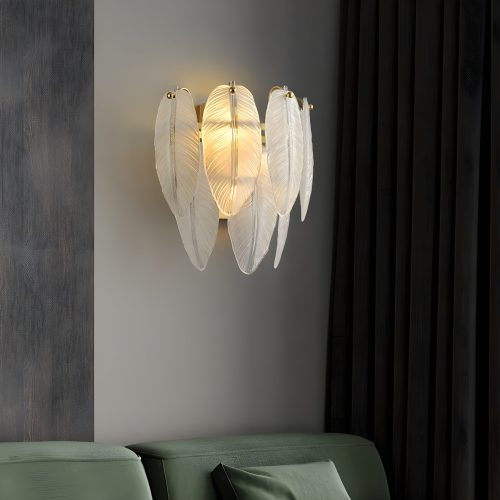 MIRODEMI® Parla | Vintage Brass Chandelier with Frosted Glass Leaves | wall sconce | wall light