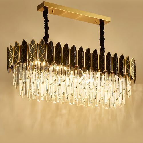 Rectangle Gold Crystal Modern LED Chandelier