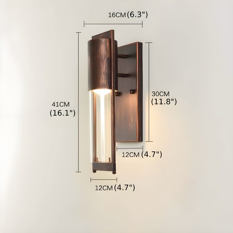 Retro Vintage Bronze Outdoor Waterproof LED Wall Lighting Size