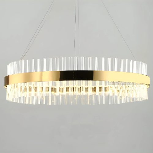 Roccapina Contemporary Gold Round Crystal Chandelier For Bedroom