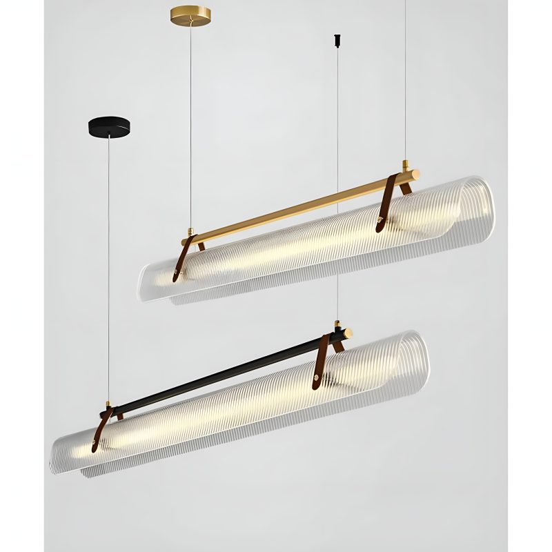 Romanshorn Stylish Rectangle Metal and Leather Chandelier Variants