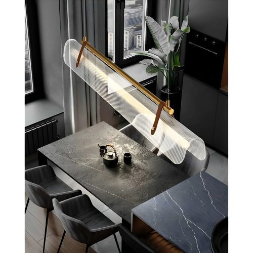 Romanshorn Stylish Rectangle Metal and Leather Chandelier for Hotel