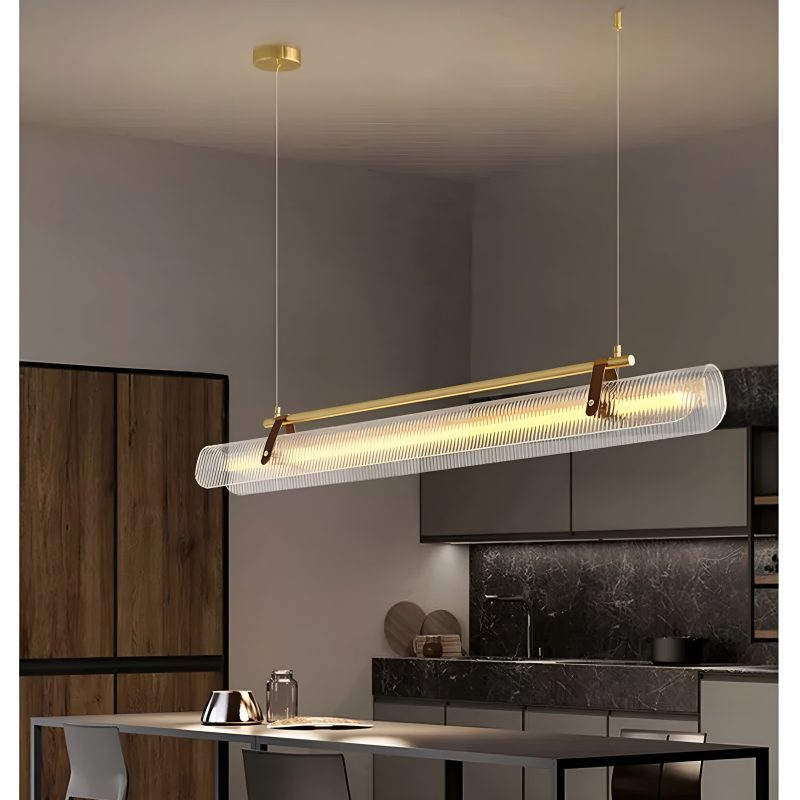 Romanshorn | Stylish Rectangle Metal and Leather Chandelier from Mirodemi | Led Light | Dining Room | Nordic Style | Gold Chandelier | Black Chandelier | Modern