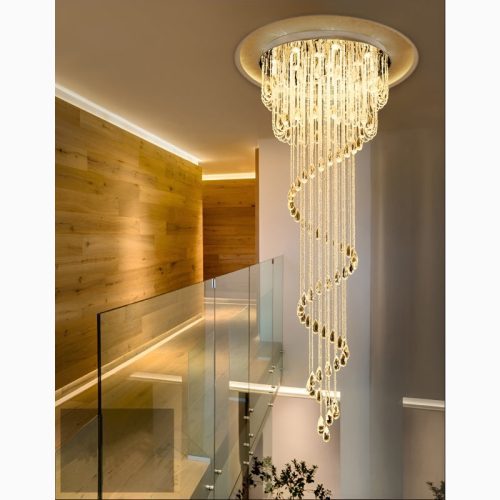 Roquebrune Cap Martin staircase double spiral chandelier for luxury interior