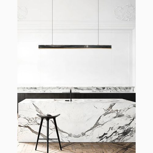 Rorschach Minimalistic Modern Black Chandelier with Marble