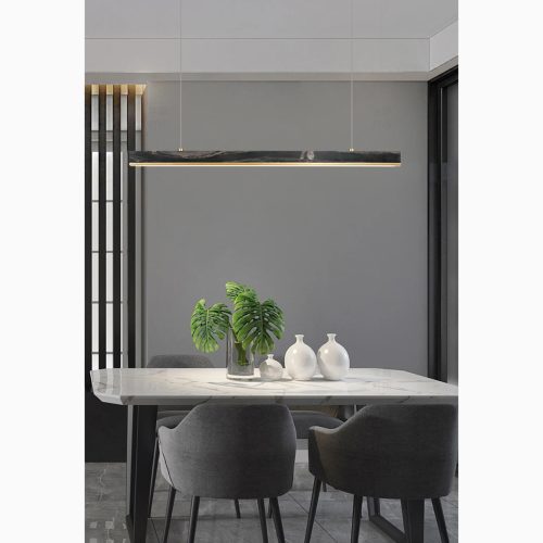 Rorschach Minimalistic Modern Black Chandelier with Marble for Home Design