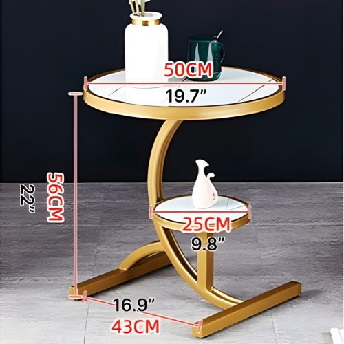 Round Tempered Glass Small Side Table with 2 Layers Size