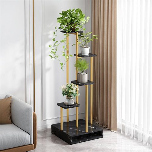 Multi-Shelves Nordic Luxury Plant Stand Black / L15.7xH52.4