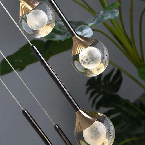 MIRODEMI® Peillon | Gold Crystal Raindrop Glass Ball Chandelier 6 heads / Warm light