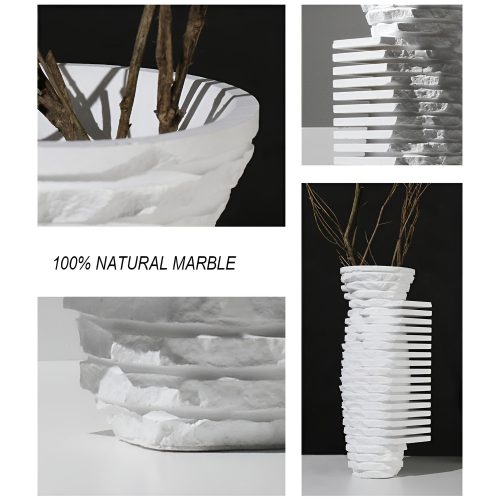 Scandinavian Natural Marble White Vase for Decoration Details