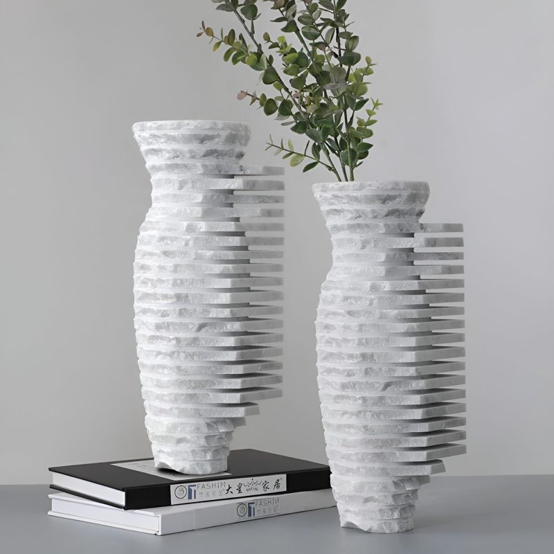 Scandinavian Natural Marble White Vase for Decoration for Bedroom