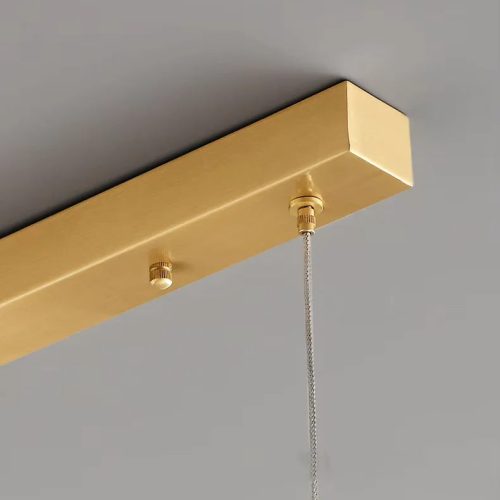 Schwyz Modern Gold Rectangle Copper Glass Chandelier For Home in Details Base