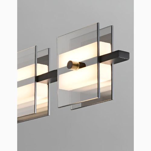 Schwyz Modern Rectangle Copper Glass Chandelier For Home in Details