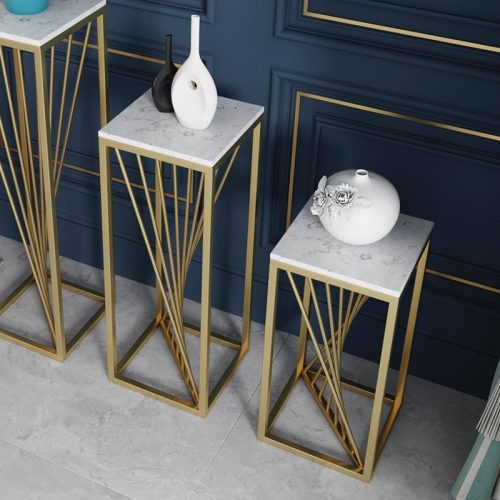 Golden Wrought Nordic Luxury Plant Stand with Marble Shelves image | luxury furniture | marble furniture | home decor