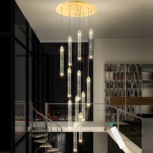 Shimmering Magic Gold Crystal Pendant Chandelier for Cafe