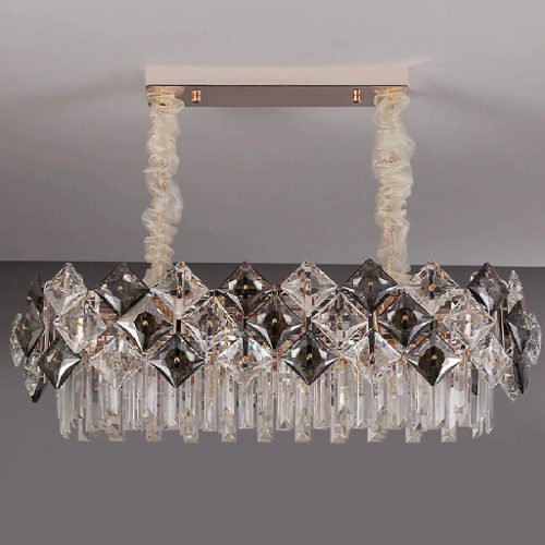 Sierre Gold Rectangle Crystal Mosaics Great Lighting Fixture for Living Room