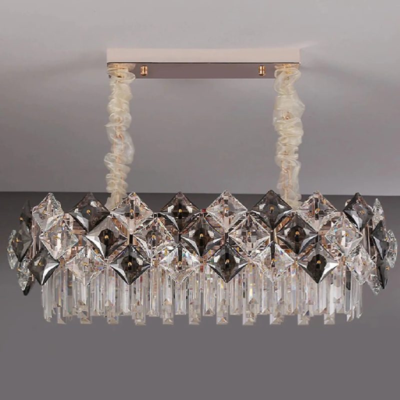 Sierre Gold Rectangle Crystal Mosaics Great Lighting Fixture for Living Room