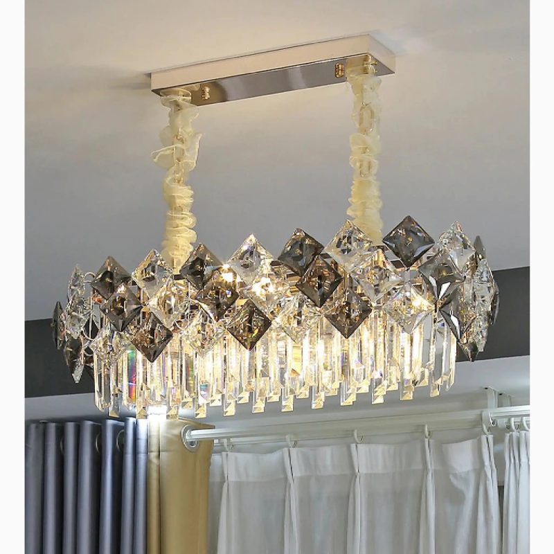 Sierre Gold Rectangle Crystal Mosaics Lighting Fixture for Bedroom