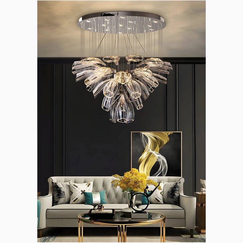 Silver Glass Hanging Creative Design LED Chandelier