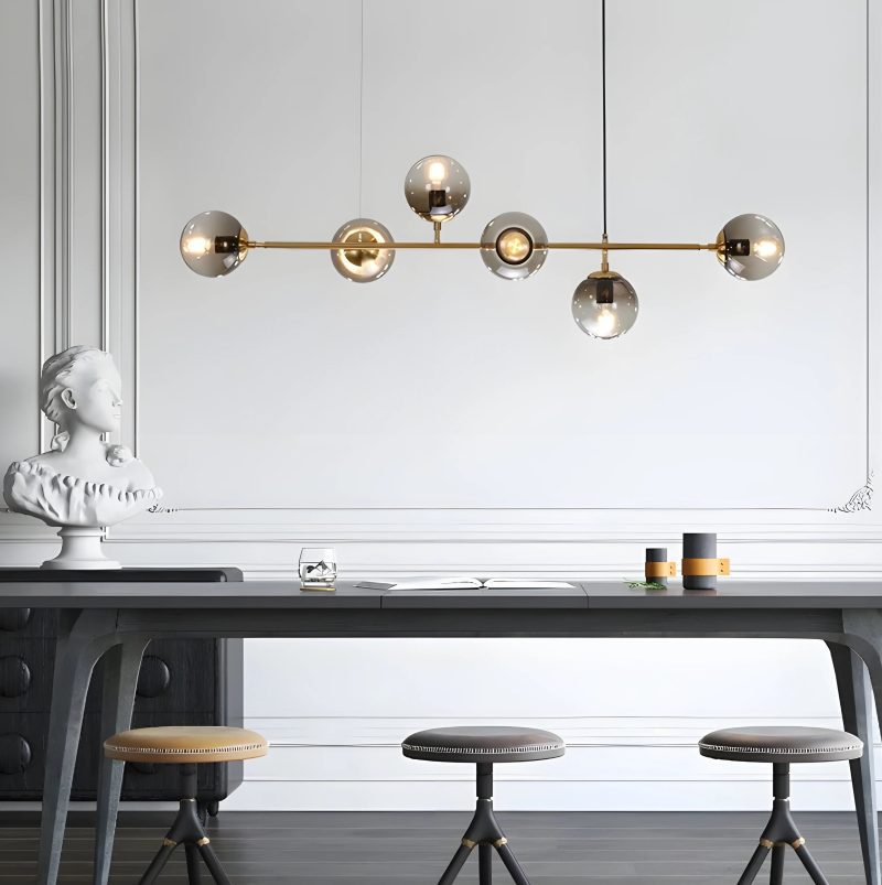 Smoky Glass Gold Pendant LED Chandelier For Living Room For Office