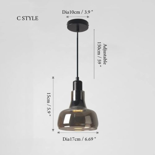 Smoky Grey Retro Pendant Lamp C Style