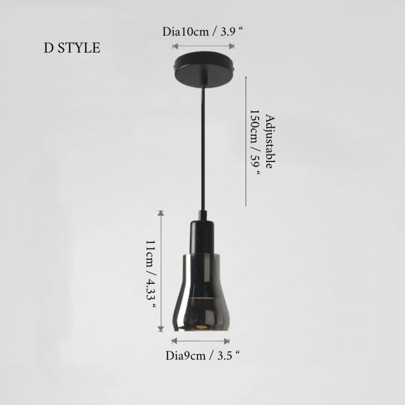 Smoky Grey Retro Pendant Lamp D Style