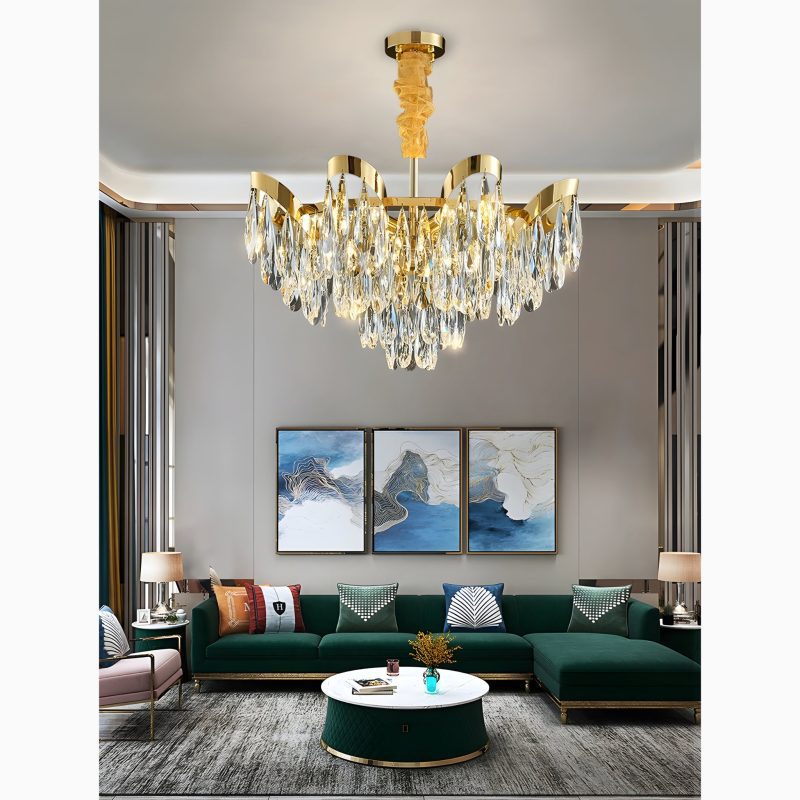 Albisola Superiore | Aristocratic Gold Crystal Ceiling Chandelier from Mirodemi for Hotel