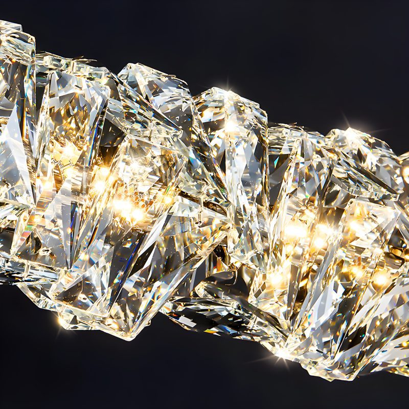 Stylish Crystal Linear Chandelir in Details