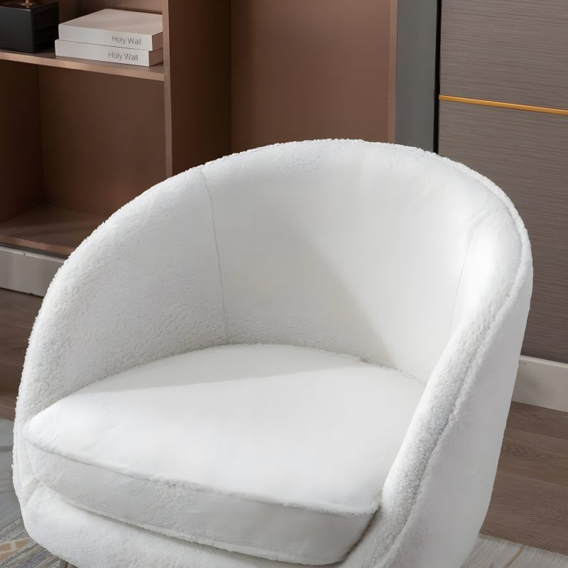 Teddy Fabric Accent Armchair With Electroplated Chrome Legs White Details