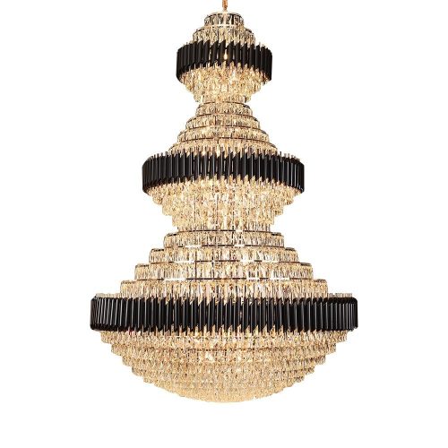 Top luxury Staircase Chandelier Lighting Large Home Decoration Crystal Lamps Modern Black Light Fixtures Lobby Hotel 701277