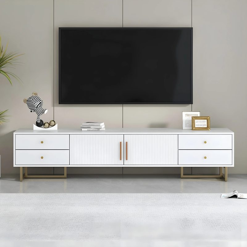 Vintage Elegant White TV Stand for Living Room