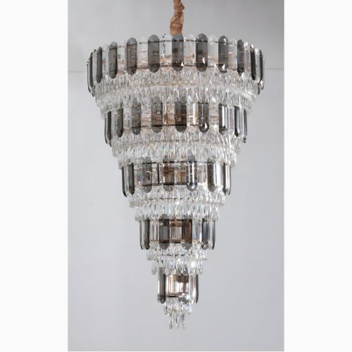 Voltri Post modern Grand Luxury Crystal Silver Chandelier