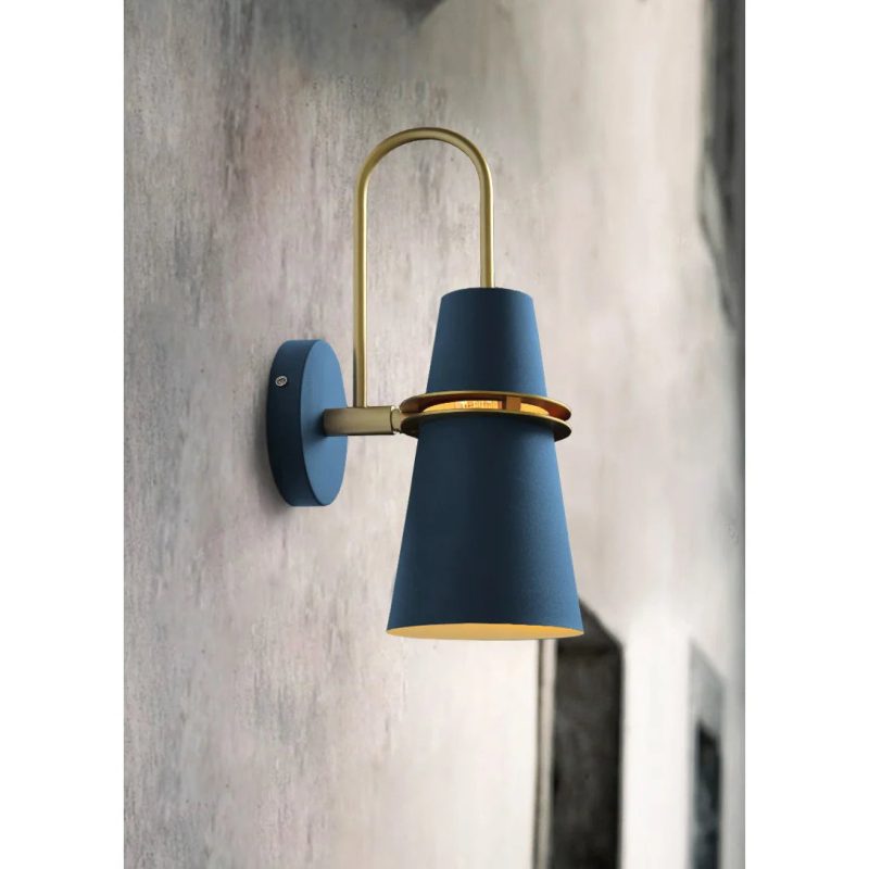 Cone|Wall|Lamp|Sconce|Blue|White|Back|Modern|Elegant