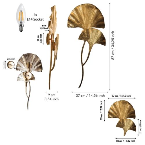 Wall Light In The Shape Of Ginkgo Leaf