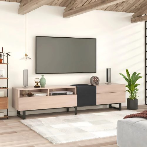 Weser Light Wood TV Stand With Drop Down Door