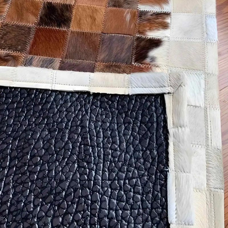 White and Brown Cowhide Rectangular Carper Details