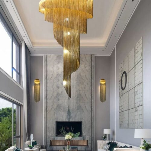 Mirodemi® Toudon | Outstanding Silver/Gold Long Chain Chandelier Dia47.2*H70.9