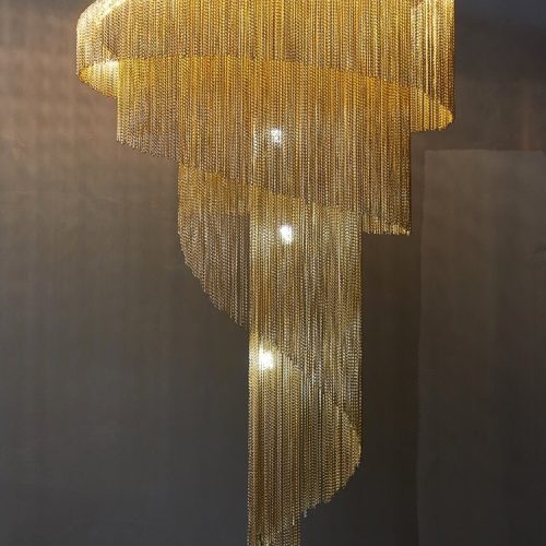 Mirodemi® Toudon | Outstanding Silver/Gold Long Chain Chandelier Dia39.4*H66.9