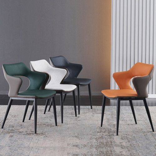 mainimage0Light Luxury Dining Chair Internet Celebrity Modern Minimalist Office Negotiation Restaurant Iron Chair with Armrest Backrest 103130