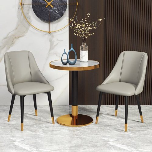 Nordic Iron Desk Stool Dining Chair Grey+Black legs