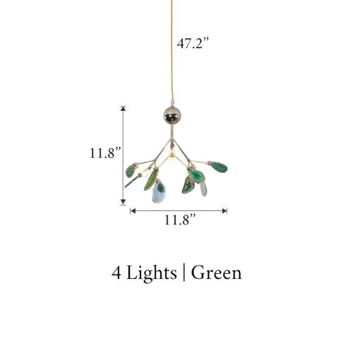 MIRODEMI® Multicoloured LED Chandelier Home Decor Ceiling Pendant Lamp 4 lights / Green / Warm light