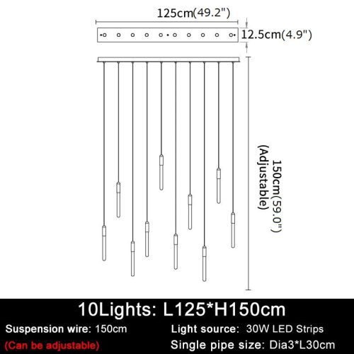 variantimage9Youlaike LED Chandelier For Staircase Gold Black Long Modern Led Lamp Luxury Home Decor Hallway Lobby